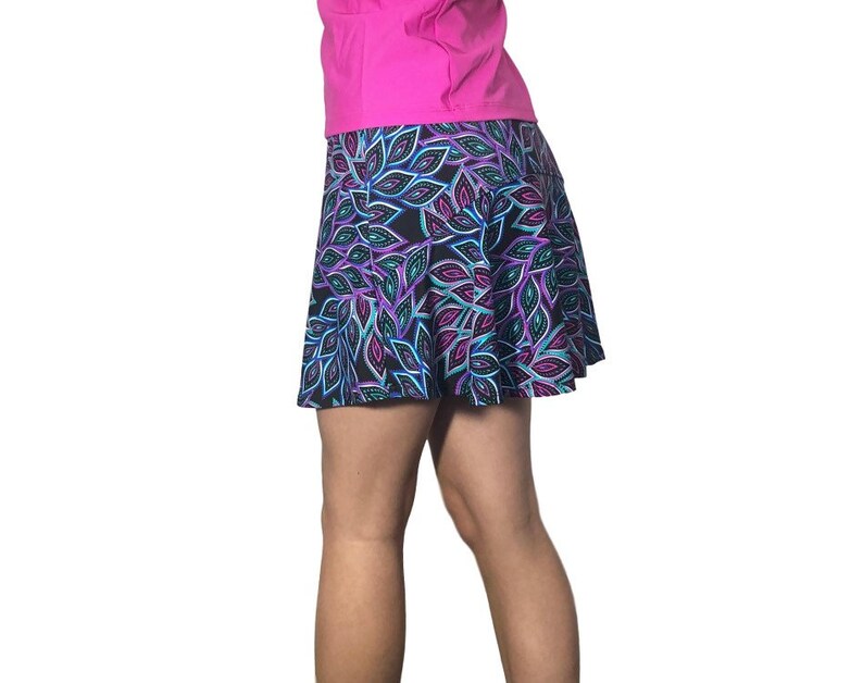 Peacock Printed Athletic Flutter Golf, Running, Tennis Skort w/ pockets- Golf Skirt image 3