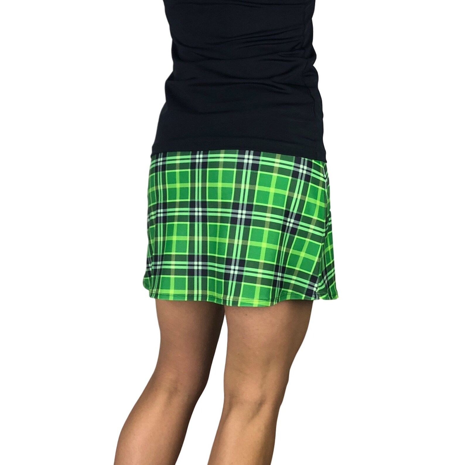 Green Plaid Print Athletic Slim Golf Skort W/ Pocket Golf Etsy
