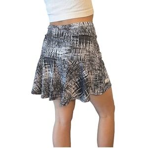 SALE - Flutter Golf Skort W/Pockets *Black & White Matrix Print* - Tennis, Running, Golf Skirt