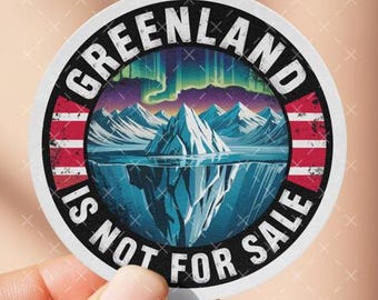 Sticker Groenland is niet te koop: anti-troef, pro-democratie, respecteer de soevereiniteit van Groenland, NAVO, Denemarken, laat Amerika verdwijnen