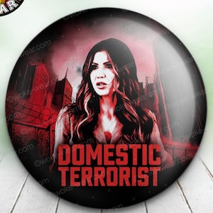 Krist Noem Domestic Terrorist Button Pin, Trump Regime, Anti MAGA, 50501 Protests, No Kings March, Activist Pin, Democracy, Cosplay Barbie
