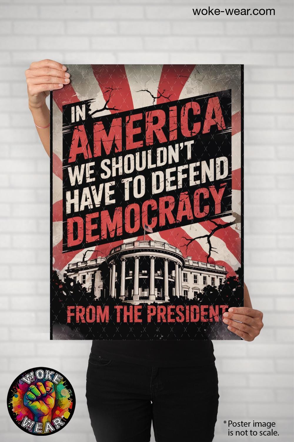 Discover Protest & Democracy Vertical Poster, Anti-Fascist Political Art, Fight Trump Regime, Save USA