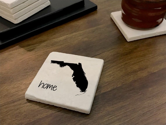 Florida Home Fl Marble State Coaster Etsy