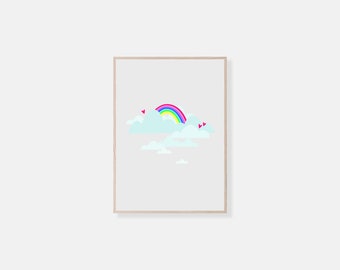 Rainbow Cloud Art Print: Abstract Sky, Colorful Nature (Digital Download)