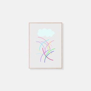 Abstract Rainbow Rain, Blue Clouds, Digital Prints, Colorful Rain, Natural Tones, Colorful Rain, Art Prints, Abstract Wall Art, Prints