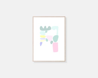 Minimalist Abstract Art Print: Trendy Pastel Colors (Digital Download)
