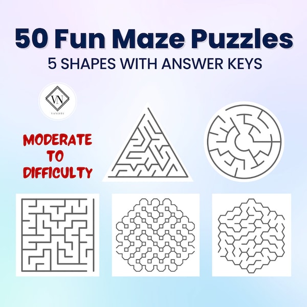 50 labyrinthes amusants pour enfants | Puzzle imprimable facile à résoudre | Activité d'apprentissage, Personnaliser le labyrinthe de puzzle