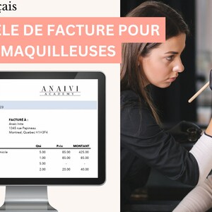 Microsoft Excel and Google Sheet Editable Invoice Template for Makeup Artist | Printable Invoice | Commercial Invoice | Minimalist model