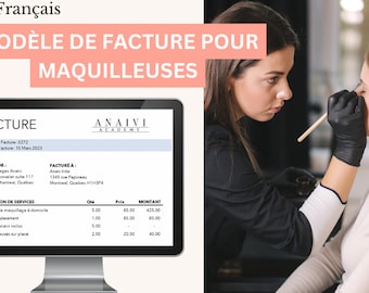 Microsoft Excel and Google Sheet Editable Invoice Template for Makeup Artist | Printable Invoice | Commercial Invoice | Minimalist model