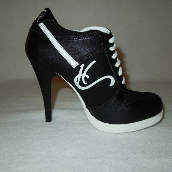 black high heel sneakers