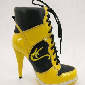 Dekking bovenste Inleg HC High Heel Sneakers Black & Yellow Hightop Stilettos - Etsy