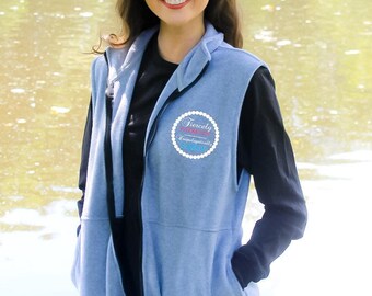 Fiercely Patriotic, Unapologetically Sassy Fleece Vest – Grey