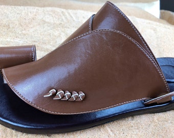 Chaussures Chaussures homme Sandales Slides Sandales en cuir végétalien marron pour hommes ~ Sandales de style arabe ~ Idéal pour s’habiller et s’habiller ~ SandCruisers 