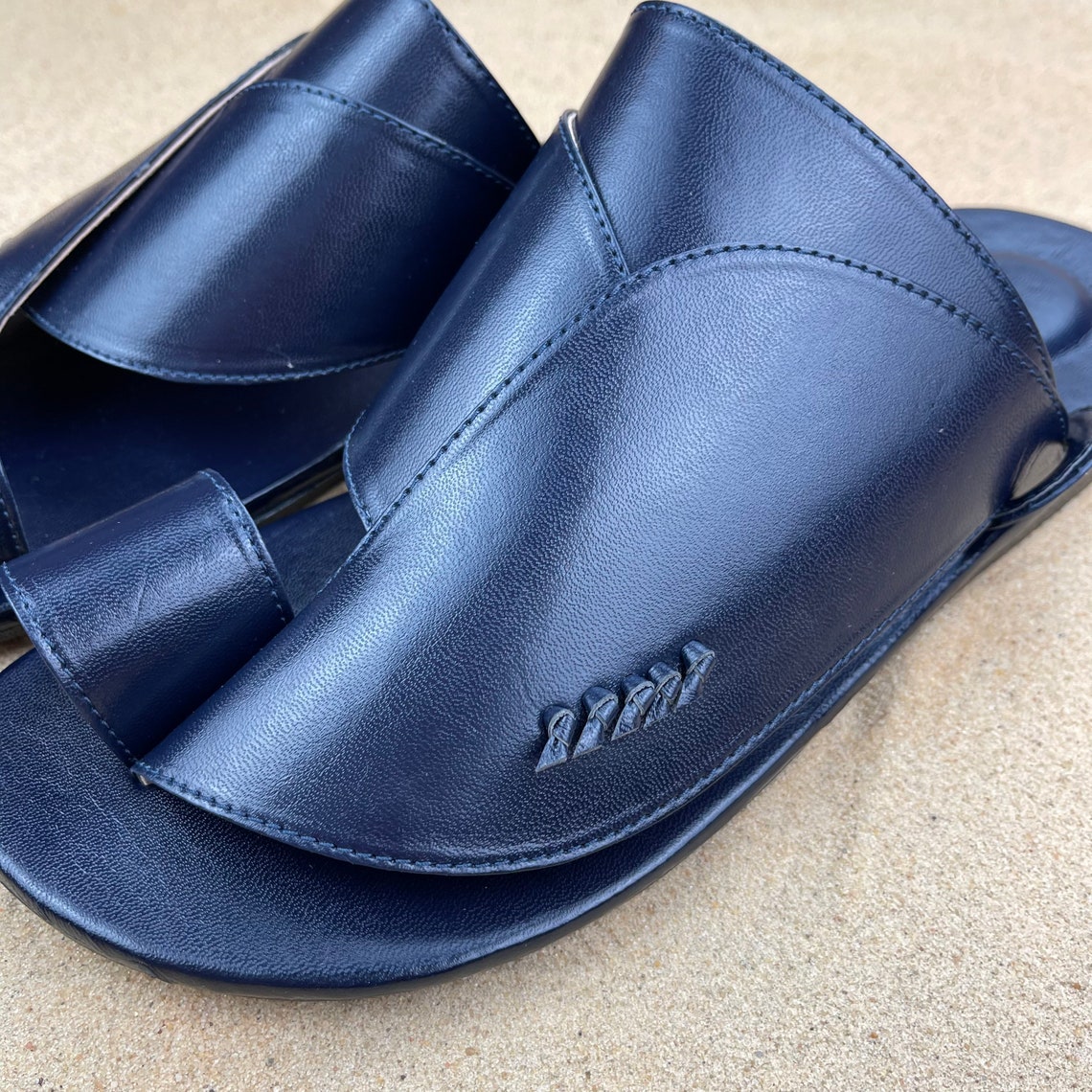 mens navy leather sandals
