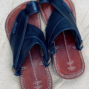 mens navy leather sandals