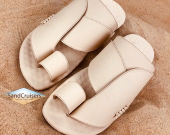 Mens white vegan leather sandals ~ SandCruisers ~Traditional Arabian sandals ~ Great for outdoors, beaches, pools, and parks!