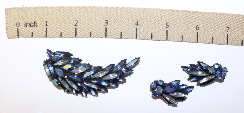 Vintage Regency Japanned Blue Navette Parure