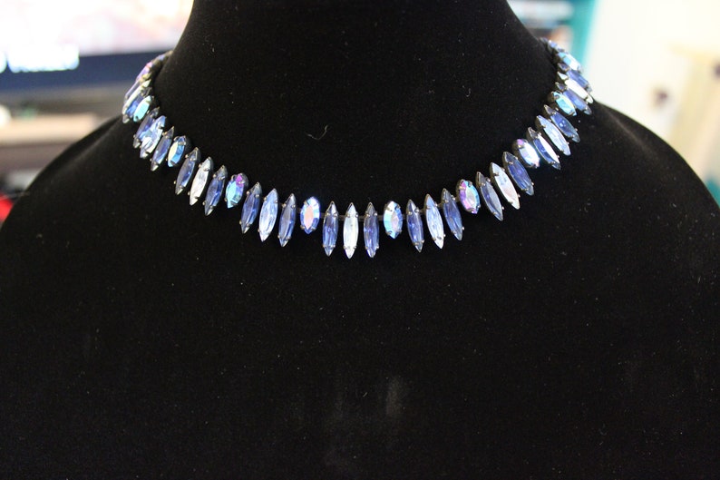 Vintage Regency Japanned Blue Navette Parure