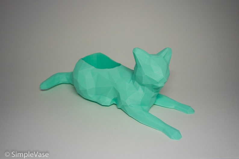 Cat Pot 3D Printed Cat Planter Low-Poly Succulent Planter Modern Planter