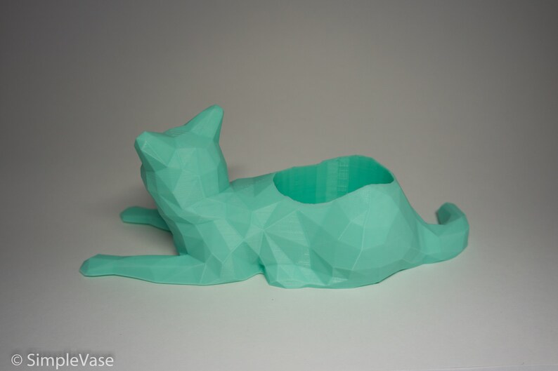 Cat Pot 3D Printed Cat Planter Low-Poly Succulent Planter Modern Planter