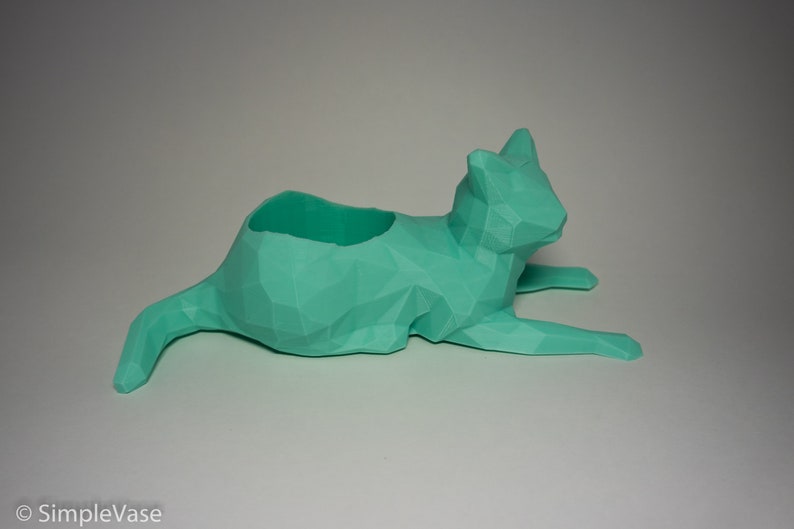 Cat Pot 3D Printed Cat Planter Low-Poly Succulent Planter Modern Planter