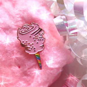 Pastel roze suikerspin emaille pin