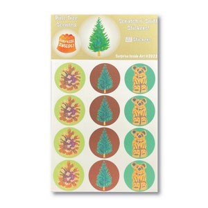 Pine Tree Scented Scratch n’Sniff Stickers, pomme de pin, bois, forêt, ours