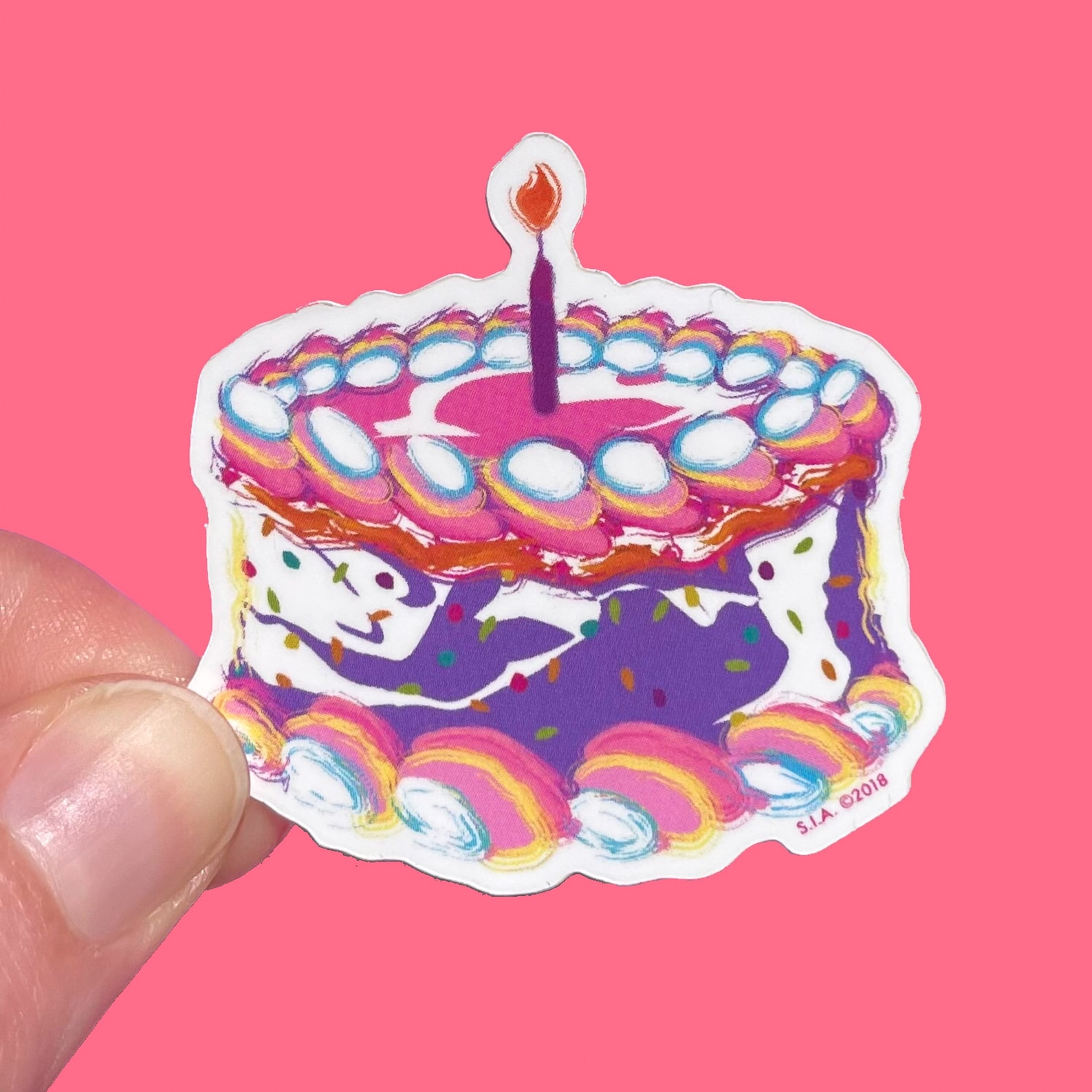 Rainbow Funfetti Explosion Birthday Cake Stickers Etsy