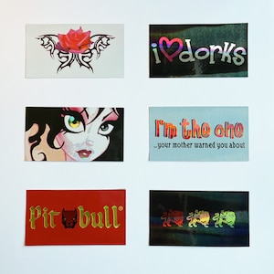 Vintage minibumperstickers automaat met iriserende holografische afwerking
