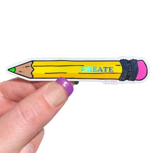 Holographic Creativity Pencil Vinyl Stickers