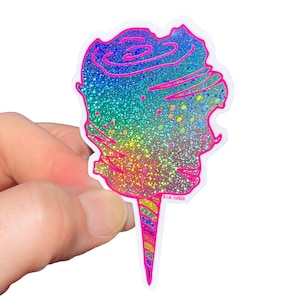 Adesivo de algodão doce arco-íris de vinil super brilho, à prova d'água, granulado, fio dental de fada
