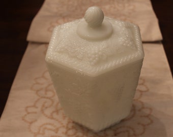 E O Brody Anchor Hocking Milk Glass Cookie Jar