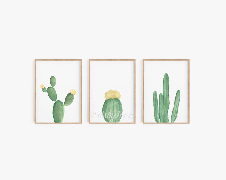 Tarnaalignkohtao.com 6 Boho Succulent Cactus 8X10 Watercolor Art Prints Handmade Products Prints