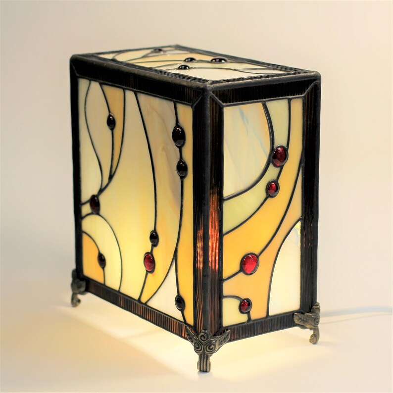 Stained Glass Table Lamp Night light Dunes Etsy