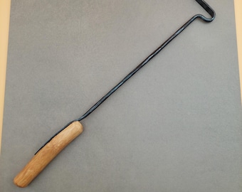 Hand-Forged Fire Poker – Rustic Wrought Iron Fireplace Tool with Wooden Handle