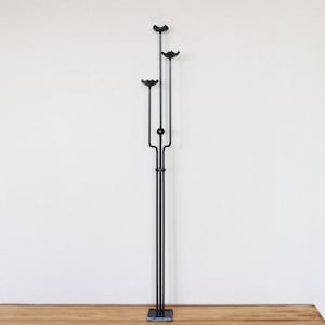 Tall Black Candle Holder-  Floor Standing Candelabra - 43 inches high - 3 Candles -  Stylish Candle Stand