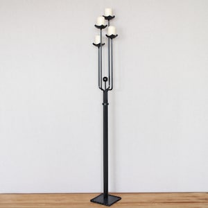 Very Tall Candle Holder - Black Candle Stand - Tall Floor Candelabra - Bathroom Candelabra -  Pillar Candle Holder