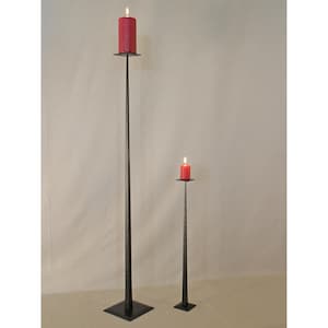 Tall Wrought Iron Candle Holder Hand-Forged Minimalist Floor or Table Stand