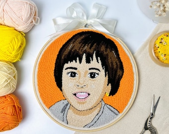 Custom embroidery portrait, embroidered portrait from photo, custom handmade embroidery, punch needle embroidery portrait