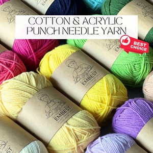 punch needle embroidery, knitting, amigurumi  & crochet yarn, cotton acrylic yarn for punch needle, rug hooking, wallhanging art maker