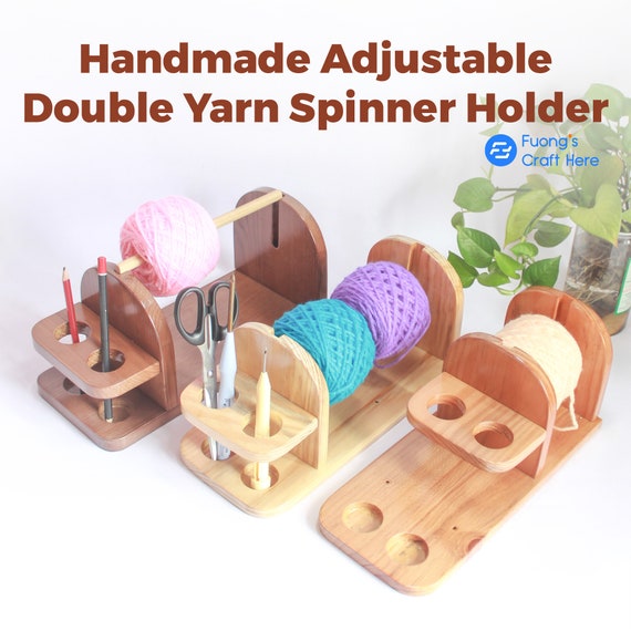 ADJUSTABLE Yarn Holder, Knitting and Crochet Supplies Organizer, Double Yarn  Holder, Wooden Yarn Caddy, Yarn Workstation, Crochet Hook Stand 