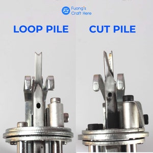 May include: Close-up of two metal tools labeled "LOOP PILE" and "CUT PILE" in blue text. The tools have a silver finish and are used for crafting. The top right corner has a logo with the text "Fuong's Craft Here".