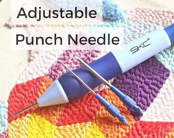 Adjustable Punch Needle Tool, Rug Hooking Embroidery with Needles & Threaders