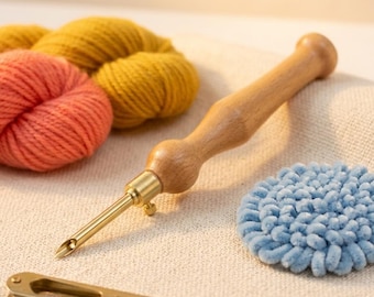 Adjustable Rug Hooking Needle, Punch Needle Tool, , Wooden Punch Needle for Yarn, Tufting Embroidery Tool, Gift for Punch Needle Lovers