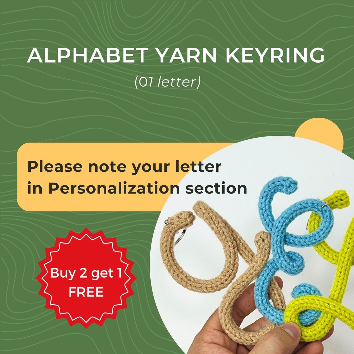 Alphabet Letter Keychain Made of Yarn, Knitted Wire Keychain, I-cord ...