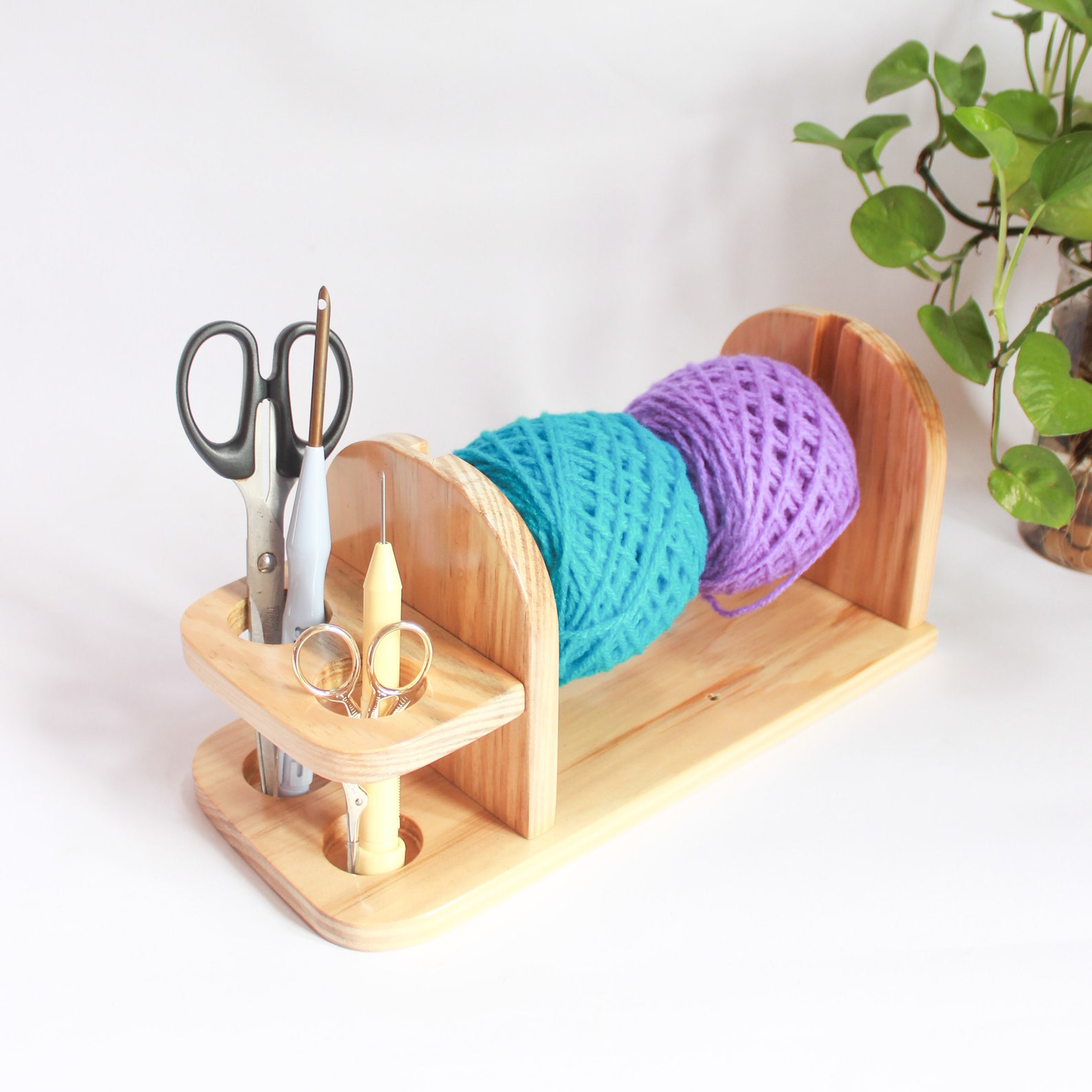 Yarn Holder, Wooden Yarn Holder, Knitting and Crochet Supplies
