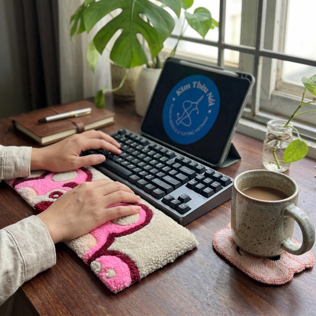 Custom Tufted Keyboard Wrist Rest Rug, Handmade Ergonomic Desk Decor ...