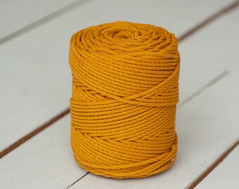 Mustard Cotton Cord 3mm / 0.11" and 4mm / .15" for Macrame Projects * Includes Two Small Spools of 1 kg