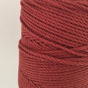 Terra cota Macrame Cord 3mm / 11&quot; * Cotton Rope about 1400m / 4593ft. * Twisted Macrame Cord * Macrame Twine * Cordon