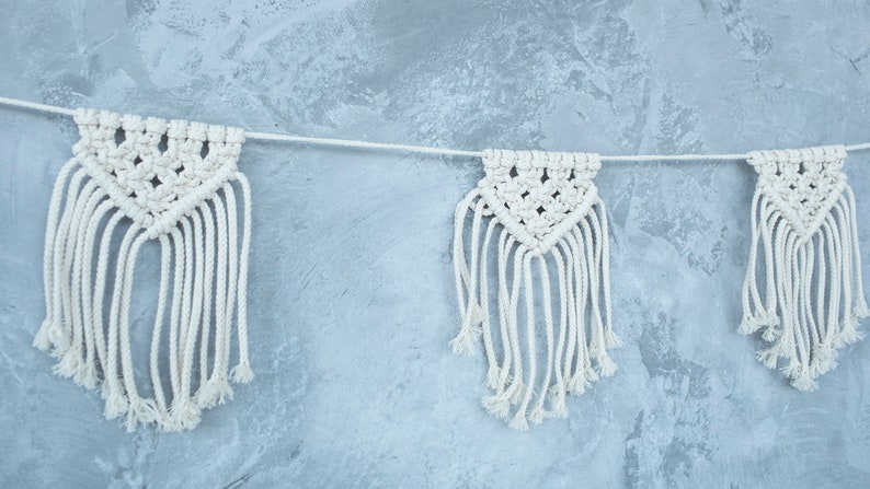 Macrame Garland Macrame Wall Hanging Macrame Wall Decor Hygge Home Garland Macrame Bunting Macramé Garland Macrame Flag image 5